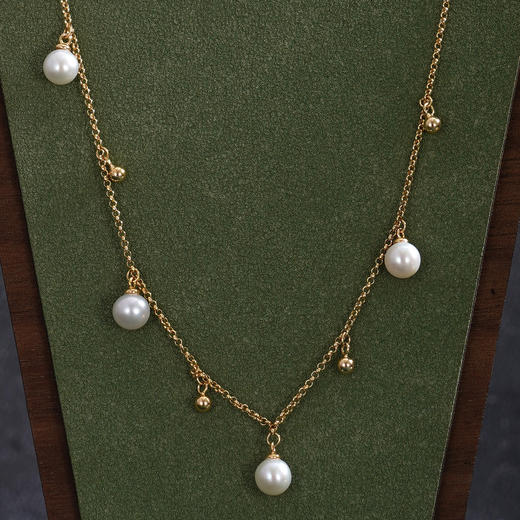 子佩集【苏韵珠华】银S925珍珠AOYA奥雅套链【MLTL003】6mm珠镀金流苏2512 商品图1