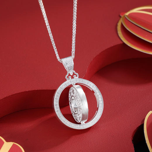 子佩集【八宝福盘】S990银吊坠【QFDZ044】花丝吊坠可旋转（不含链）2510 商品图2