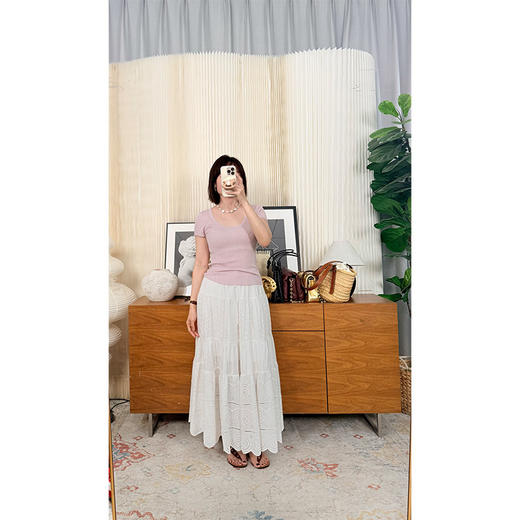 人间理想 波西米亚+南法一字肩小上衣 大A摆 蛋糕半裙 100棉重工镂空刺绣 一套搭配很仙 商品图3