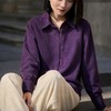 LONGNVFAIR葡萄紫灯芯绒全棉显白衬衫 oversize宽松款 软糯亲肤又有型 显白到发光！ 商品缩略图2