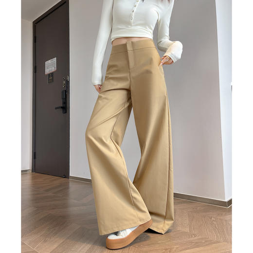 「高腰阔腿超模裤」显瘦阔腿 隐形拉链 视觉拉长腰线 轻薄舒适百搭 商品图0