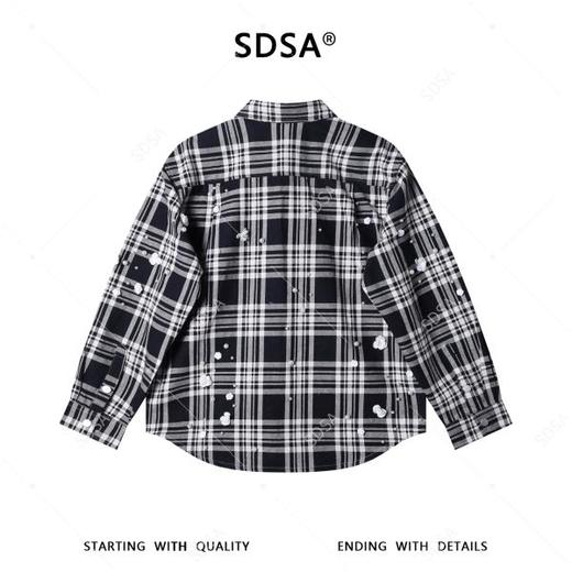 SDSA男装2026新款高贵轻奢韩系格纹立体花钉珠衬衫百搭时尚上衣 商品图4