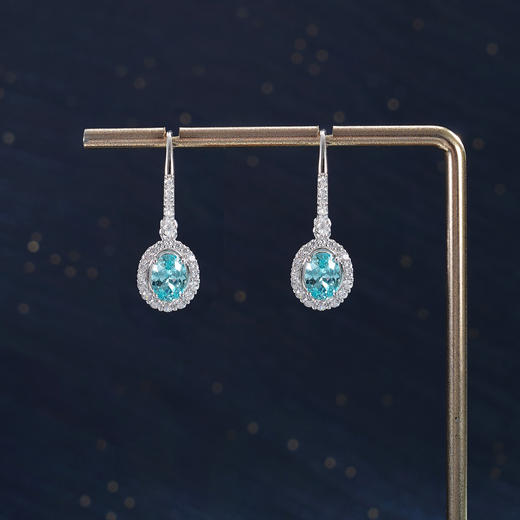 子佩集【湛蓝之海】S925银耳环【EM3085-XF】培育宝石帕拉伊巴蓝碧玺椭圆2510 商品图7