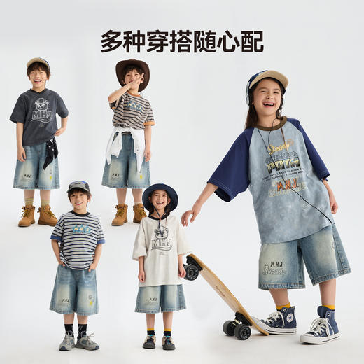 MANHOJIA【星星牛仔裤】儿童牛仔印花裤棉基础款短裤中裤 商品图3