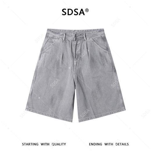 SDSA男装2026新款高贵轻奢简约复古设计感褶皱阔腿牛仔短裤百搭 商品图0