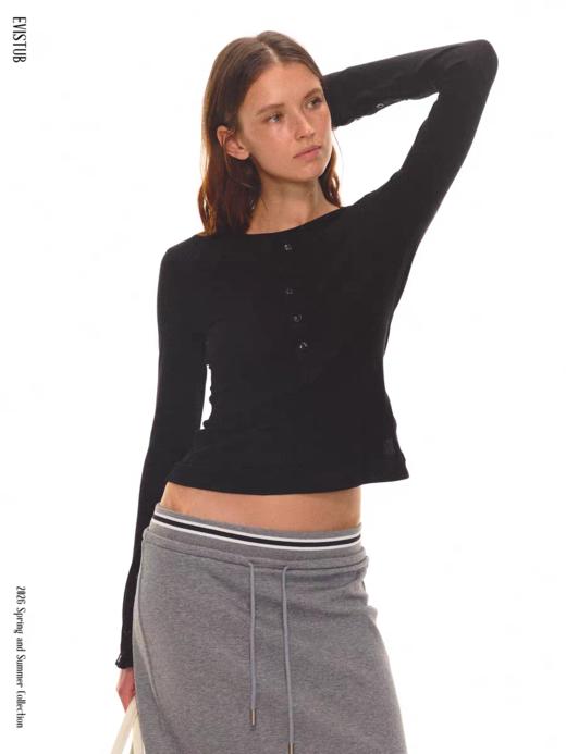 Evistub girls/E-6CCX1926/基础假两件亨利领打底衫 商品图1