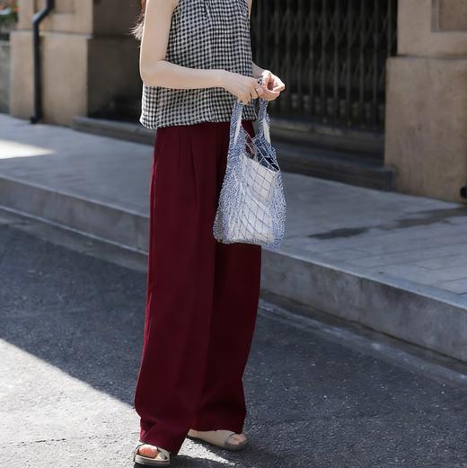 LONGNVFAIR牛仔天丝棉安可拉红阔腿裤 高腰阔腿版型 显瘦显高气质拉满 商品图1