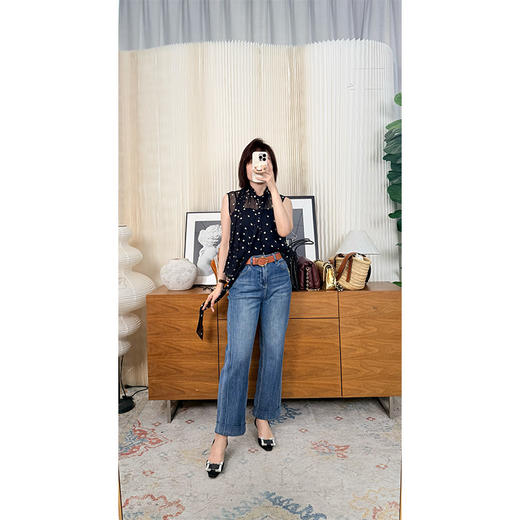 且听风吟 法式波尔卡经典浪漫波点 飘带真丝波点无袖小衫 真丝顺纡 配送全棉吊带背心 商品图1