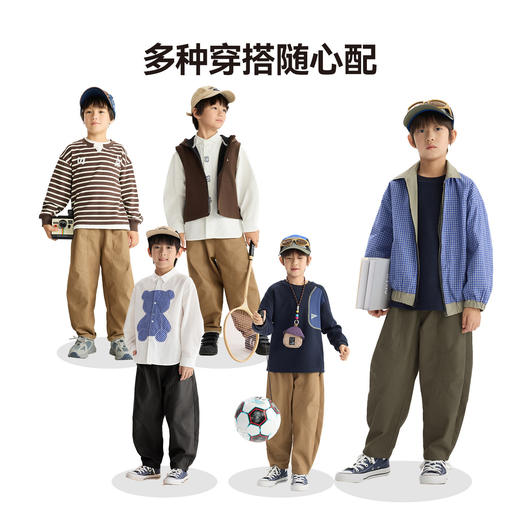 MANHOJIA【定番气球裤】儿童牛仔裤春新复古学院立裁弯刀气球裤 商品图3