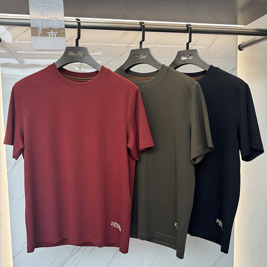 轻奢柔顺亲肤男士夏季棉质圆领简约纯色百搭男T恤   XLM-CAC8687243 商品图0