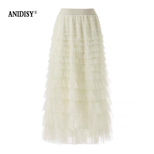 时尚重工网纱羽毛高腰松紧腰半身裙 商品图4