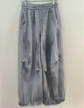 NC松紧腰刷漆压褶抽摆阔腿裤60121 夏季 088522000886