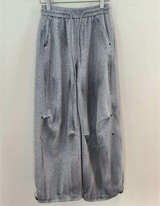 NC松紧腰刷漆压褶抽摆阔腿裤60121 夏季 088522000886 商品图0