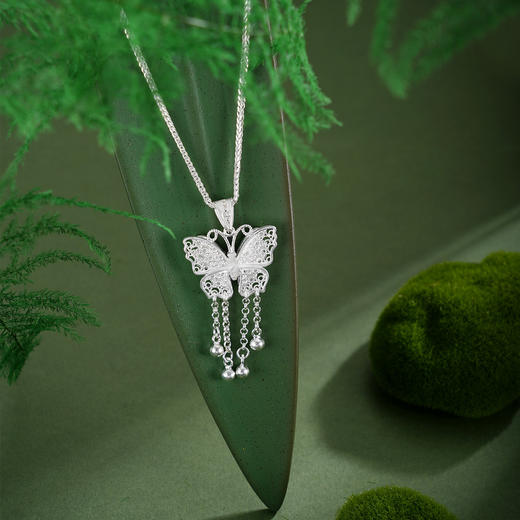 子佩集【福叠富贵】S990银套链【QFTL017】花丝珐琅彩蝴蝶项链2510 商品图5