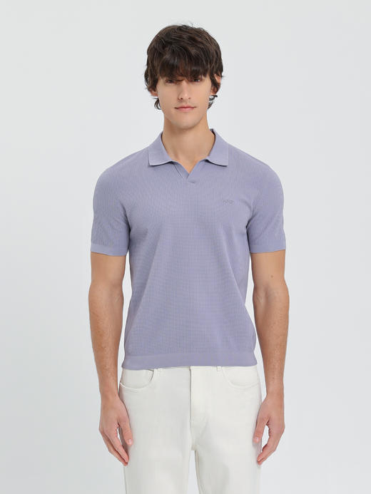 callisto紫色燕子领长绒棉弹力T恤 商品图2