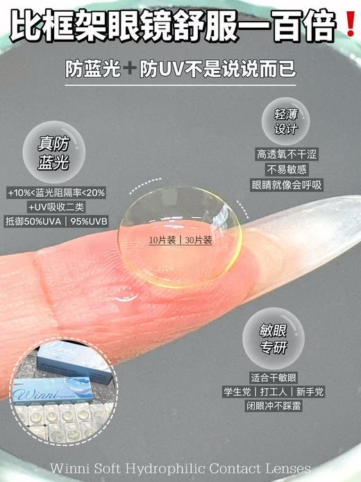 WINNI日抛防蓝光透明片一盒三十片 商品图2
