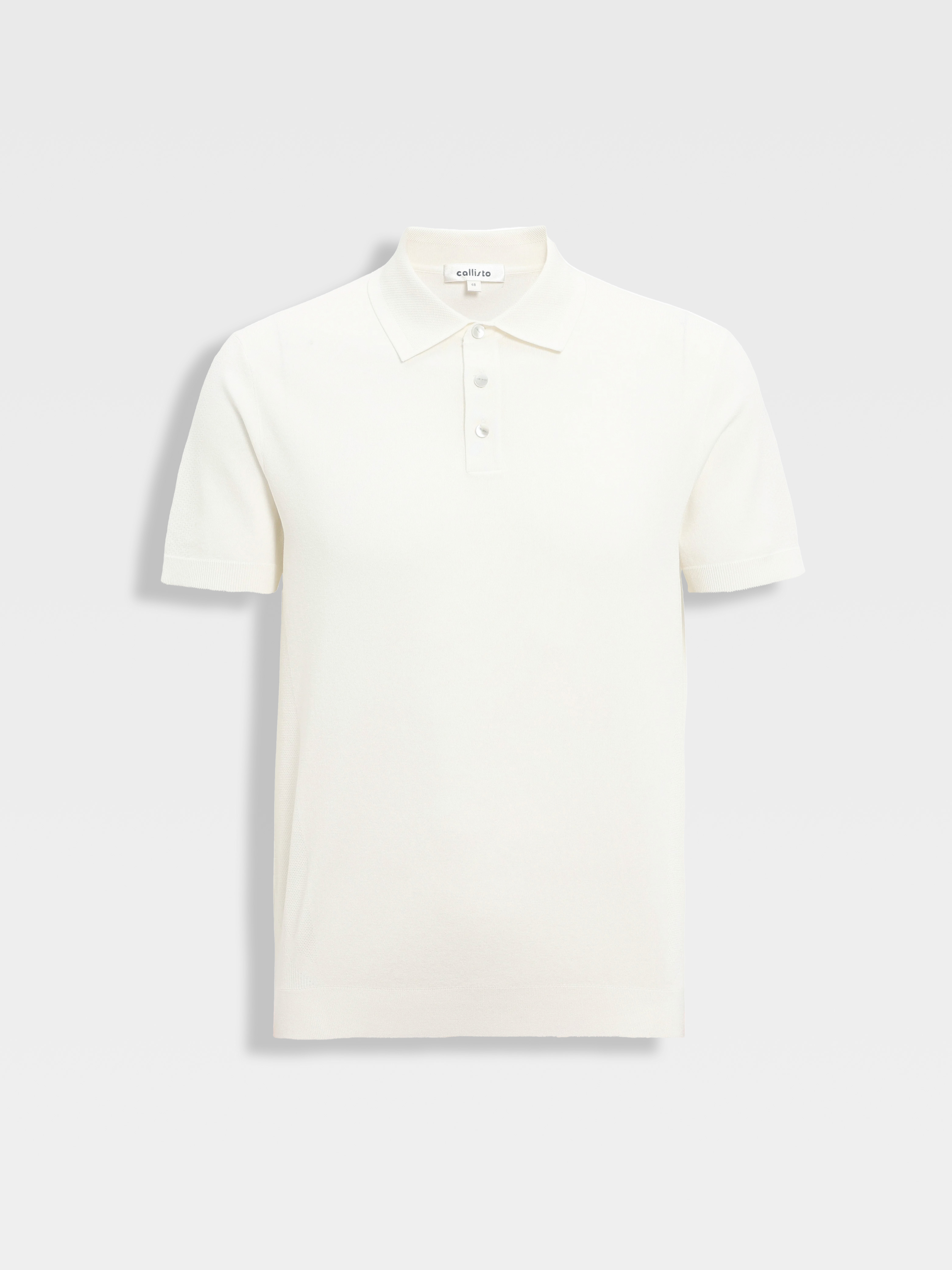 callisto白色双层领口丝棉混纺弹力T恤