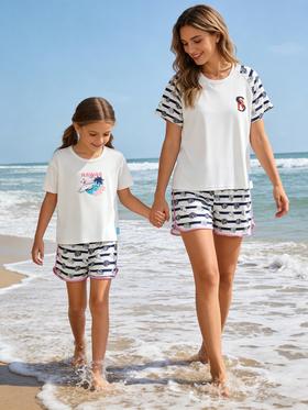 【亲子莫代尔】亲子款 SCHIESSER德国舒雅女士夏日海洋系列莫代尔短袖短裤套装31/24333H