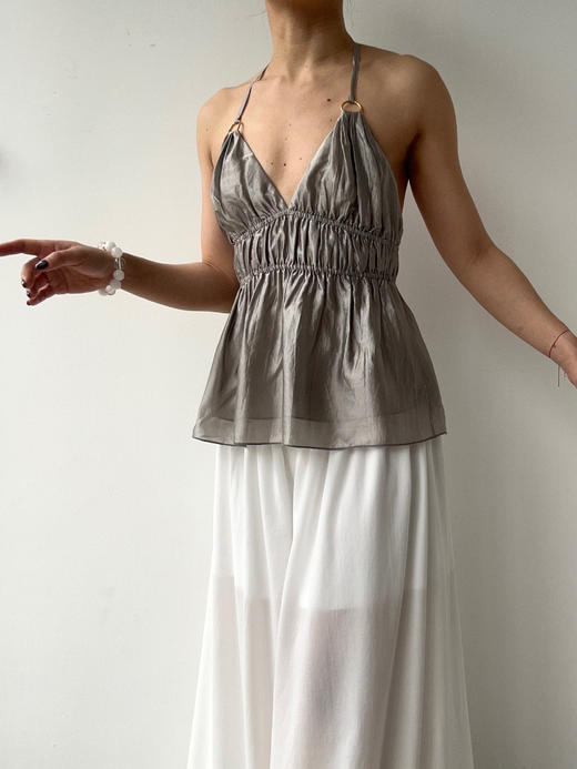 SIJIA｜SS2627 银灰⾦属环挂脖上⾐ 商品图7