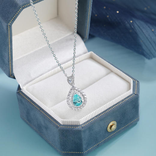 子佩集【清欢漾喜】S925银套链【PM2254-XF】培育宝石帕拉伊巴蓝碧玺水滴2510 商品图1