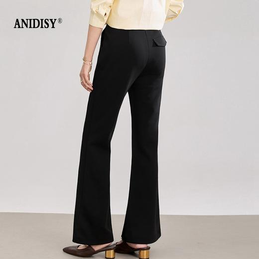 时尚高腰拉链后松紧腰弹力喇叭休闲裤 商品图2