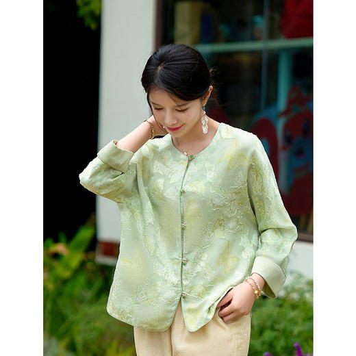 「自」全新升级【铂金会员588/天猫799/差价211】(10833)洛诗琳重工提花桑蚕丝外套2026春装新中式国风设计真丝上衣 商品图0