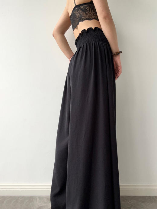 SIJIA｜SS2624 黑色高腰收褶阔腿裤 商品图4