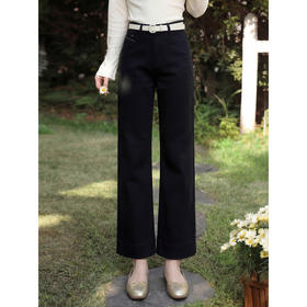 鹿向南「墨巷风信」简约通勤黑色牛仔裤女2026夏季新款显瘦直筒裤