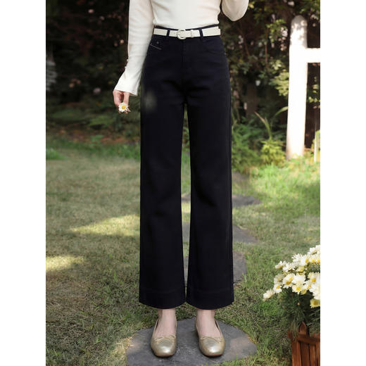 鹿向南「墨巷风信」简约通勤黑色牛仔裤女2026夏季新款显瘦直筒裤 商品图0