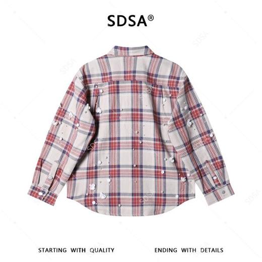 SDSA男装2026新款高贵轻奢韩系格纹立体花钉珠衬衫百搭时尚上衣 商品图4