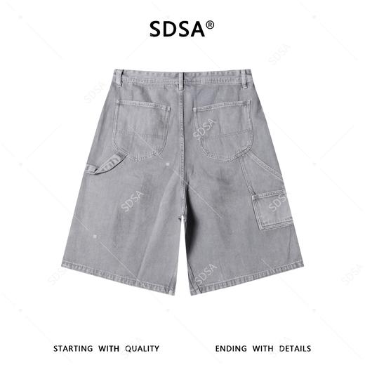 SDSA男装2026新款高贵轻奢简约复古设计感褶皱阔腿牛仔短裤百搭 商品图4