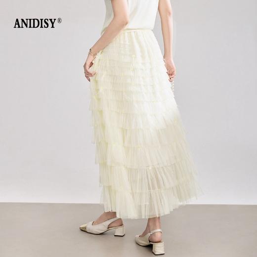 时尚重工网纱羽毛高腰松紧腰半身裙 商品图3