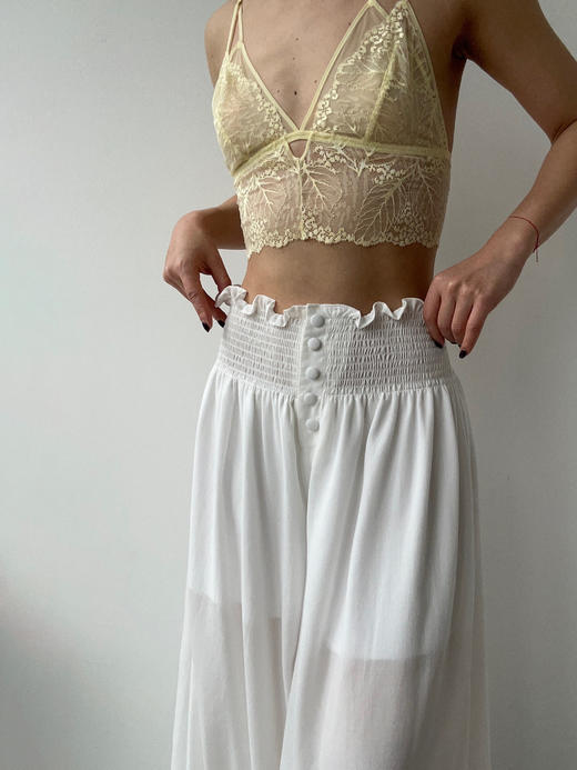 SIJIA｜SS2623 白色高腰收褶阔腿裤 商品图4