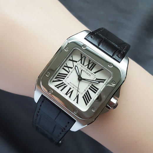 【95新】CARTIER 卡地亚W20106X8自动机械机芯35.6*44.2MM（中性款）山度士系列精钢160326AK15 商品图6