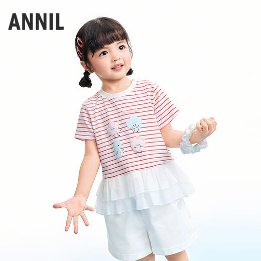 【实体店同款】女童圆领短袖上衣夏季新款安奈儿童装XG621192 商品图2