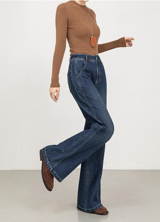 土耳其新升级弹力牛仔妖精裤高腰修身显瘦马蹄喇叭裤 商品图13