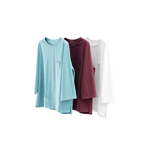 特绽放092朵/春日小T*纯棉基础圆领小贴袋撞色套结九分袖T恤女夏 商品图4