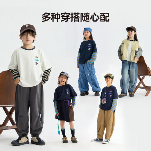 MANHOJIA【湖闹T】“抗菌速干”儿童长袖T恤条纹假两件长袖T 商品图3