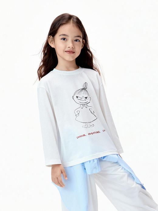 【夏上新】8楼摩安珂儿童little MO&Co.26年夏季新款MOOMIN联名系列100%新疆棉印花圆领长袖T恤 KBF2TEE018【吊牌价：329 元 ，活动价：296元】 商品图0