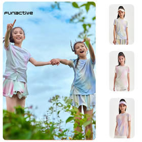 funactive女童羊毛速干衣儿童轻薄运动晕染短袖T恤F1GT10404