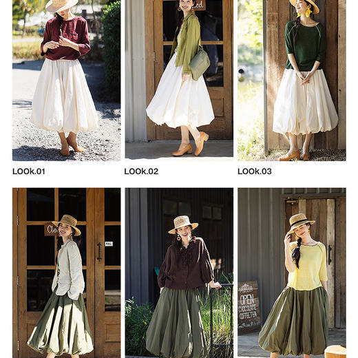 绽放102朵/小妇人*棉混纺宽松量感花苞半身裙女可调节腰围中长裙 商品图3