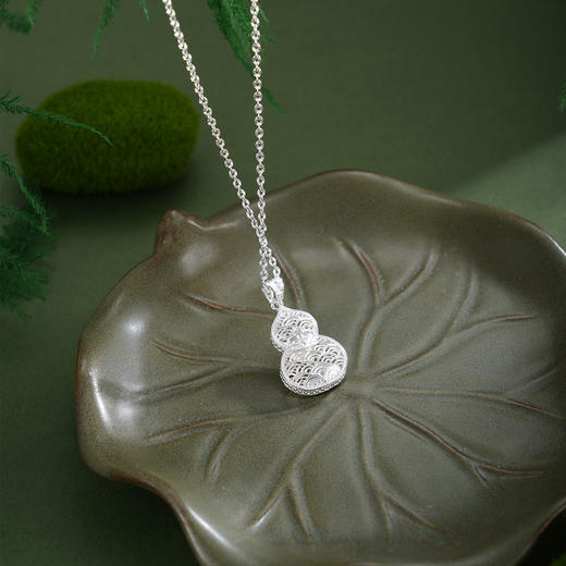 子佩集【云起福深】S990银套链【QFTL016】花丝珐琅彩葫芦项链2510 商品图4