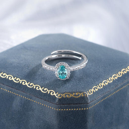 子佩集【宁静之海】S925银戒指【RM0517-XF】培育宝石帕拉伊巴蓝碧玺条钻2510 商品图6