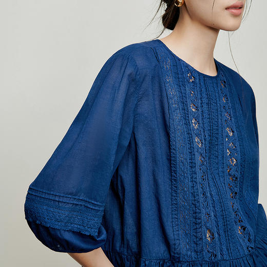 【林栖设计小店】镂花轻舞|百搭多色渐变镂空花边显瘦2026夏新款纯棉衬衣1962114 商品图6