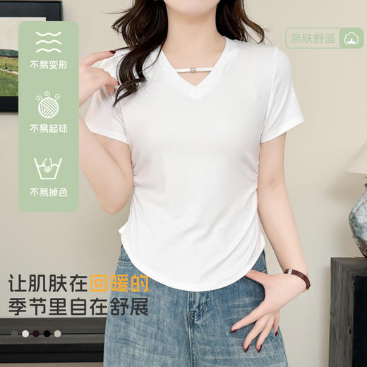 好看不撞衫「赫本正肩小凉t」棉柔质感 轻盈舒适不闷汗 小蛮腰下摆更显瘦  商品图3
