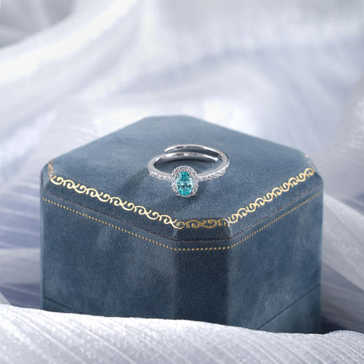 子佩集【宁静之海】S925银戒指【RM0517-XF】培育宝石帕拉伊巴蓝碧玺条钻2510 商品图3