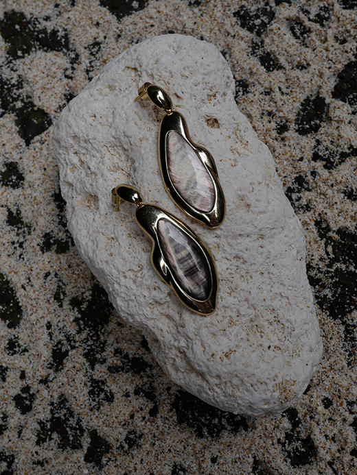 ANATTA｜E-P03-1GDMP Pebble I Earrings  [ 黑贝母 耳环 ]【鹅卵石Pebble】 商品图1