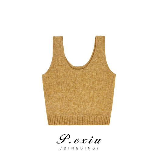 03-4潘依绣丁丁宠粉PanYiXiu/潘依绣秋季新品小众百搭时尚提花马海毛织背心 M1468 商品图0