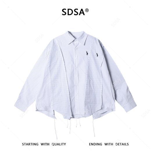 SDSA男装2026新款高贵轻奢刺绣标拼接格子流苏长袖衬衫百搭宽松 商品图0