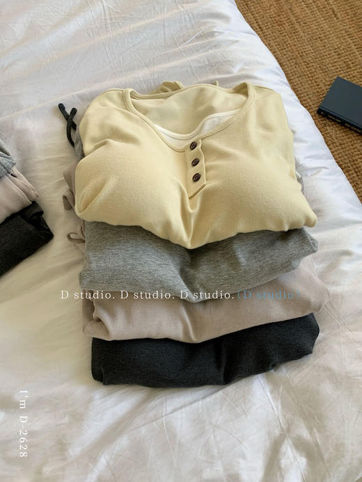 松弛假两件～免穿bra家居服遛弯衣 基础小宽松藏肉不臃肿 抽绳拉高腰线显腿长! 商品图4